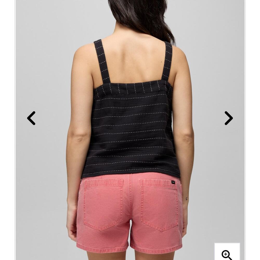 Prana Goldie Beach Tank Top XS NWT Black White Stripe Organic Cotton - Picture 3 of 7
